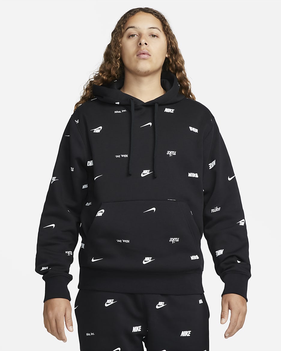 Nike club aop logo hoodie sale